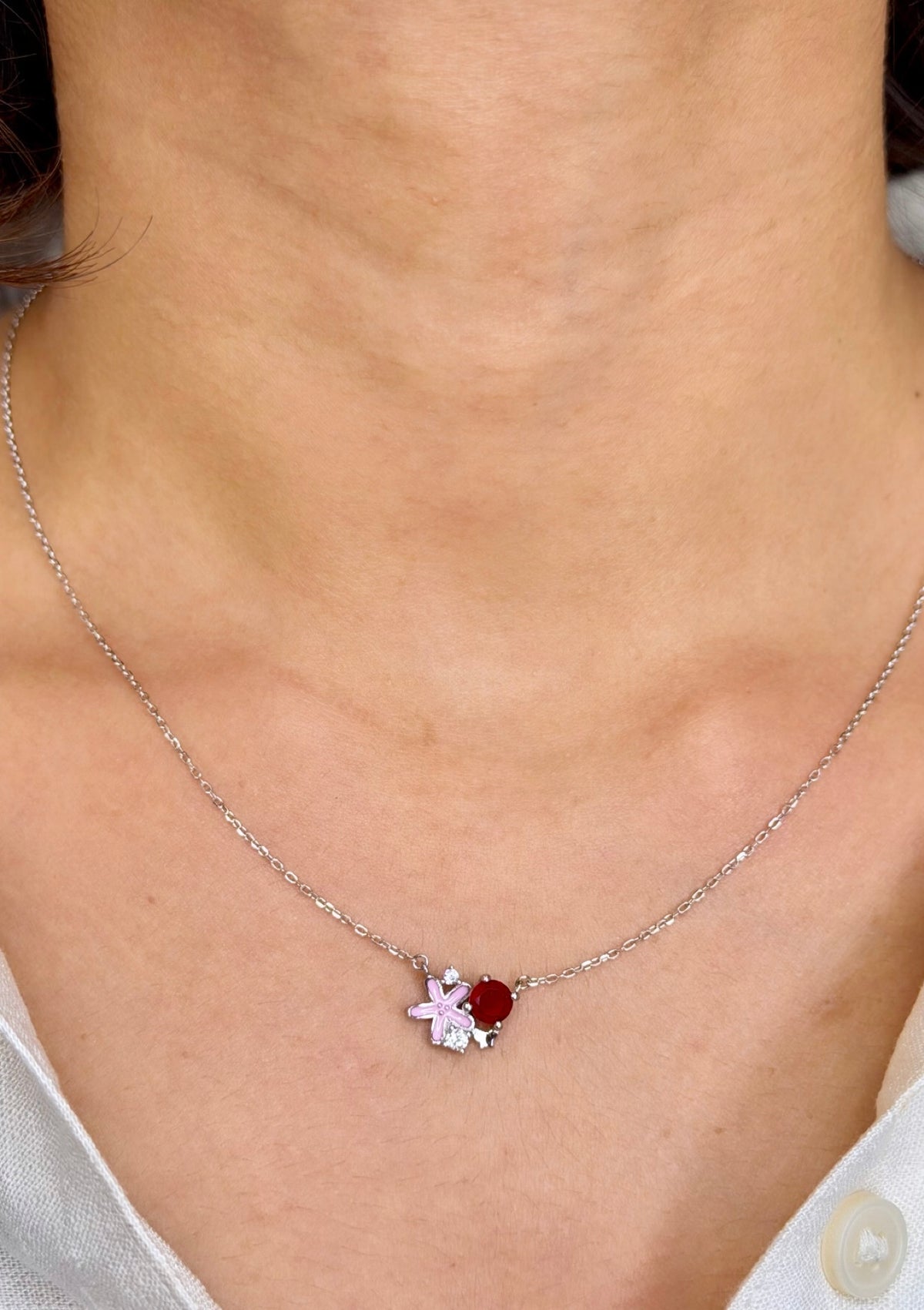 Delicate Charm Pendant Silver Chain Necklace
