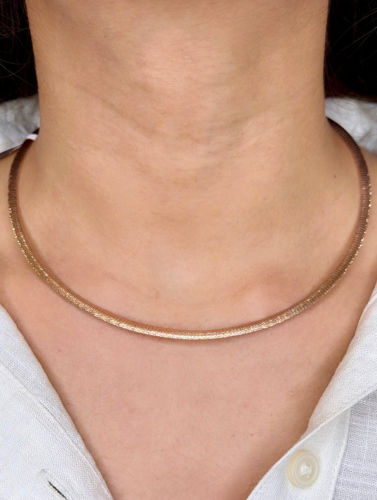 Textured Rose Gold Wire Stiff Chain