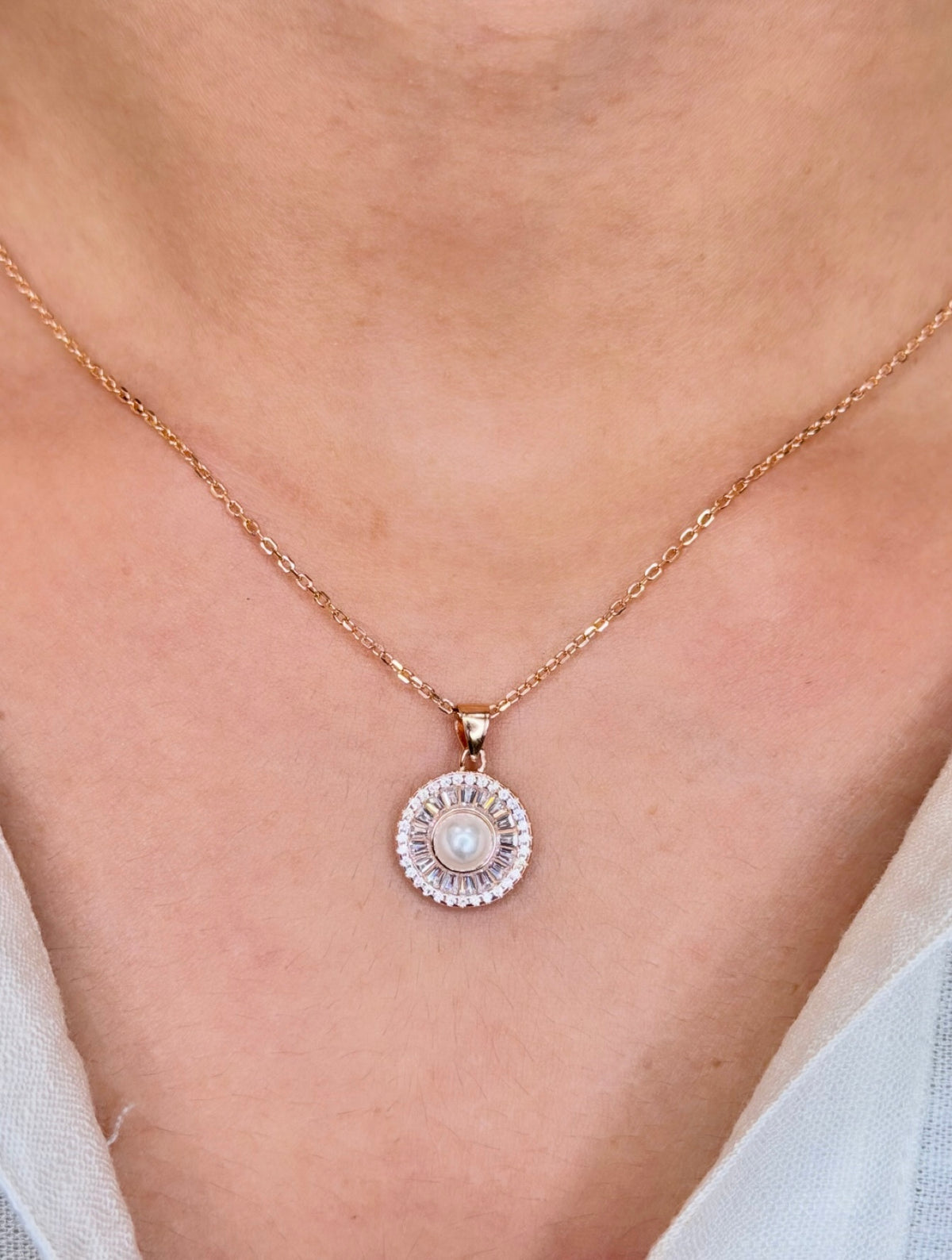 Rose Gold Pearl Pendant Set