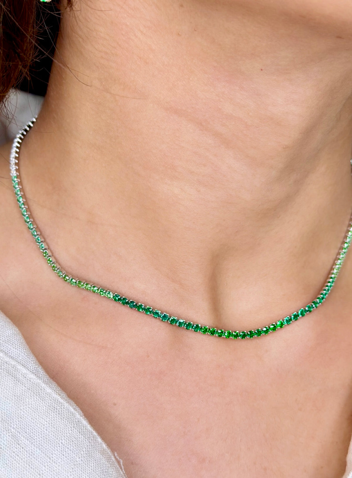 Ombré Emerald Green CZ Necklace Set