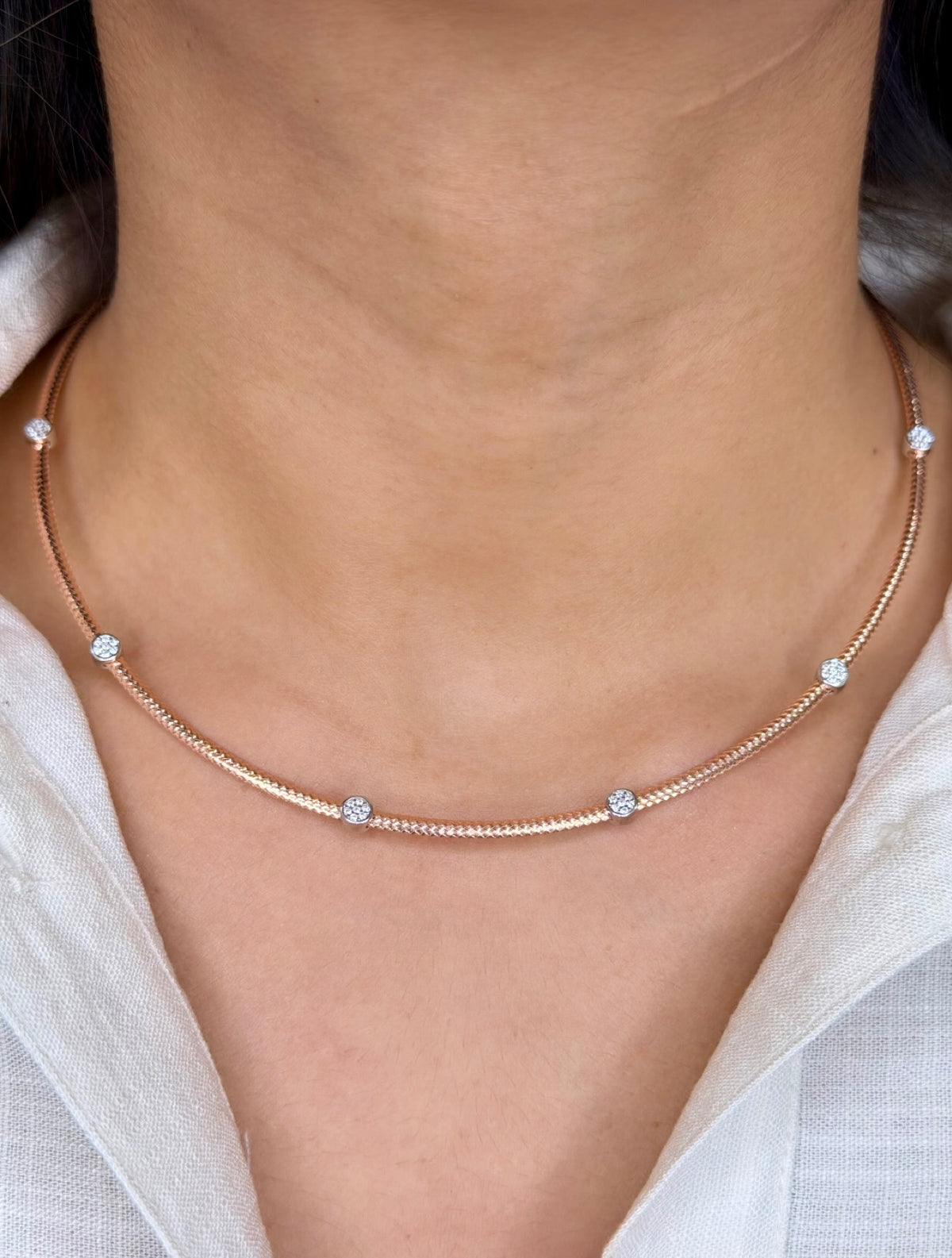 92.5 Silver Delicate Rose Gold Stiff chain