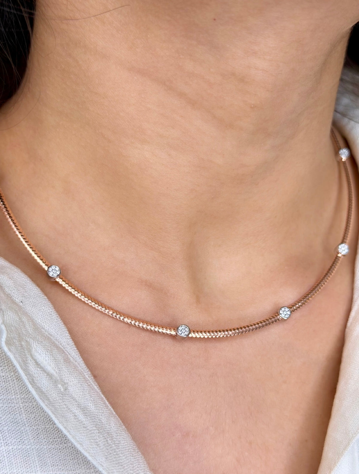 92.5 Silver Delicate Rose Gold Stiff chain