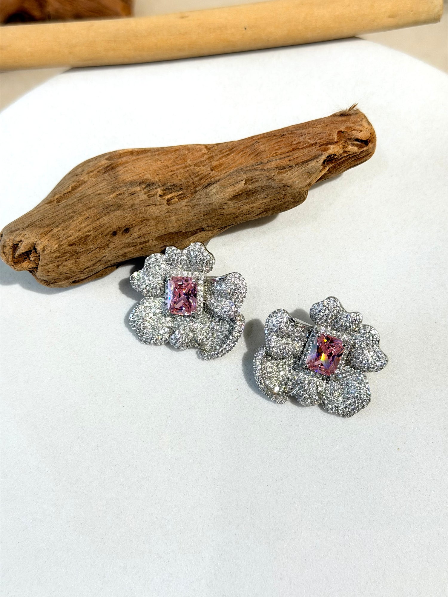 Floral CZ Diamond Studs