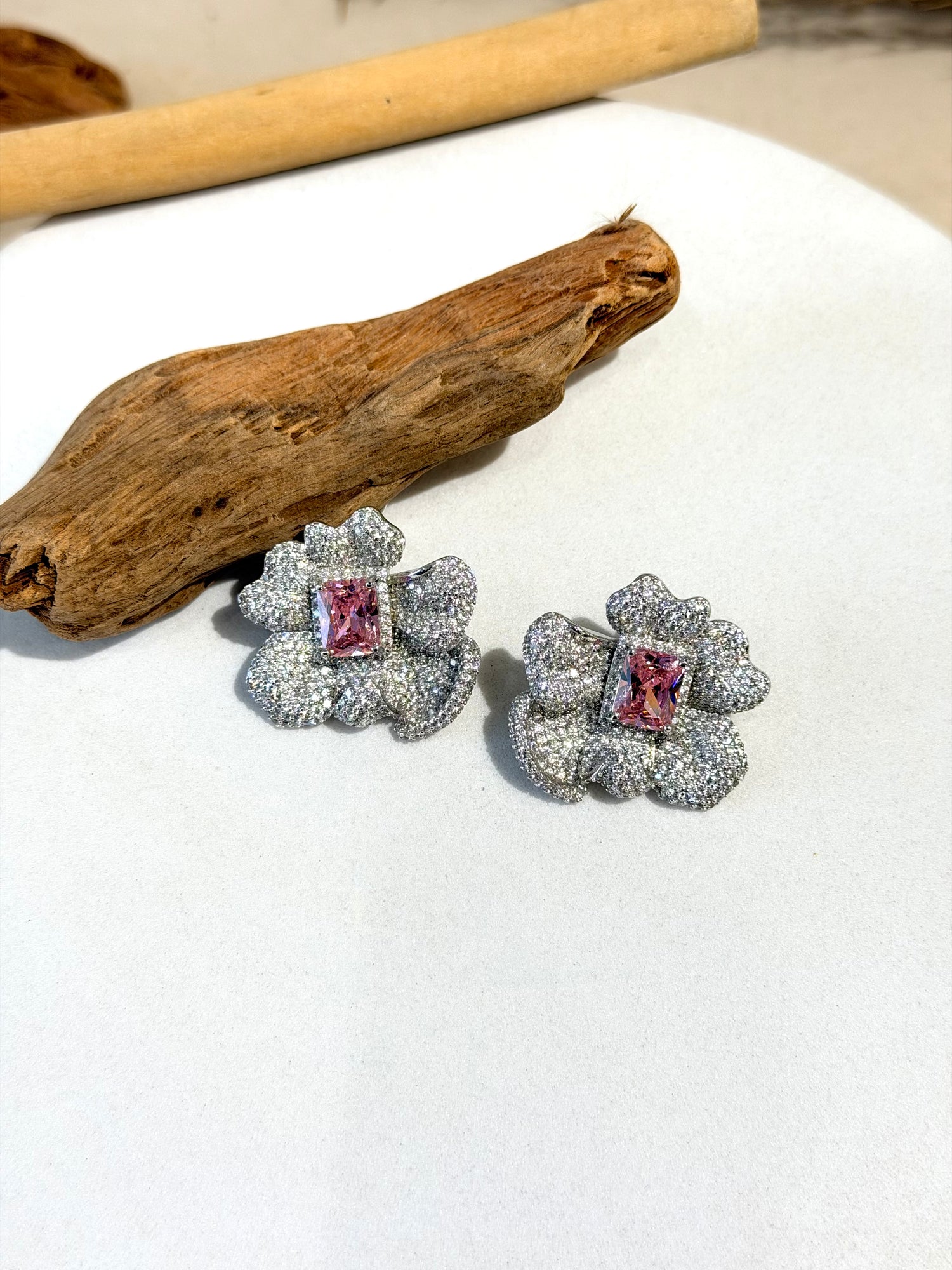 Floral CZ Diamond Studs