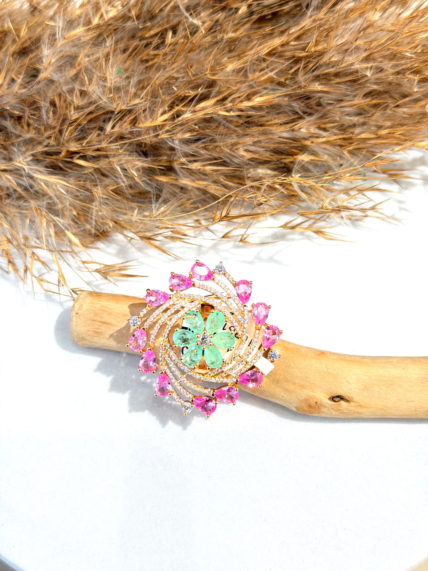 Flower Swirl Ring in Gold Tone