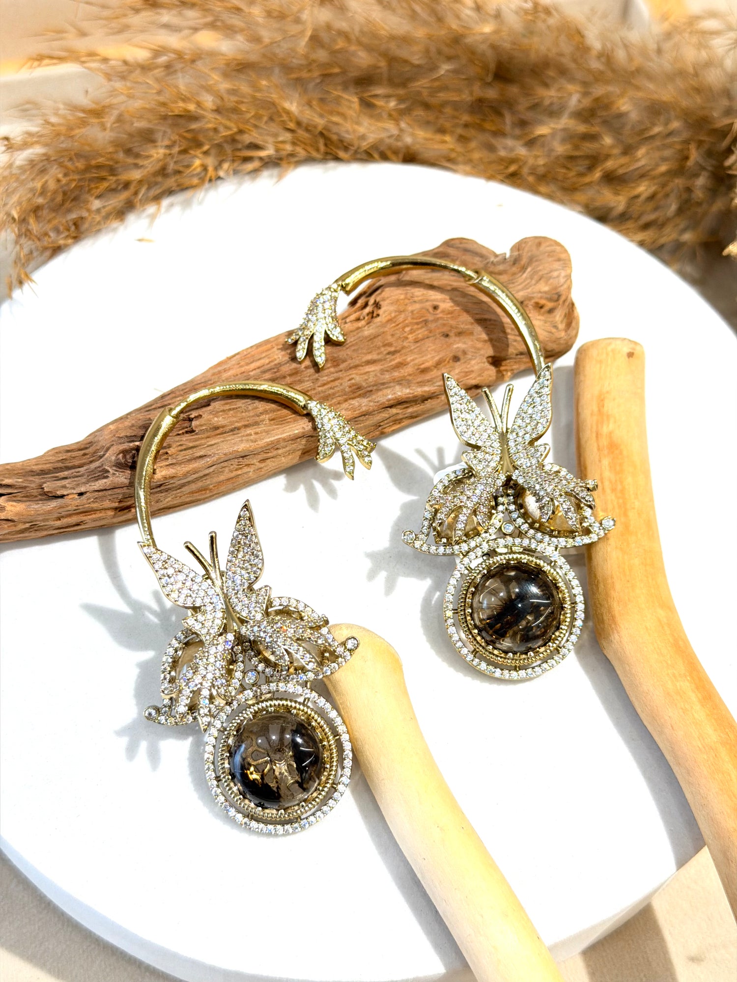 Gold Tone Butterfly Ear Cuff with CZ Diamonds