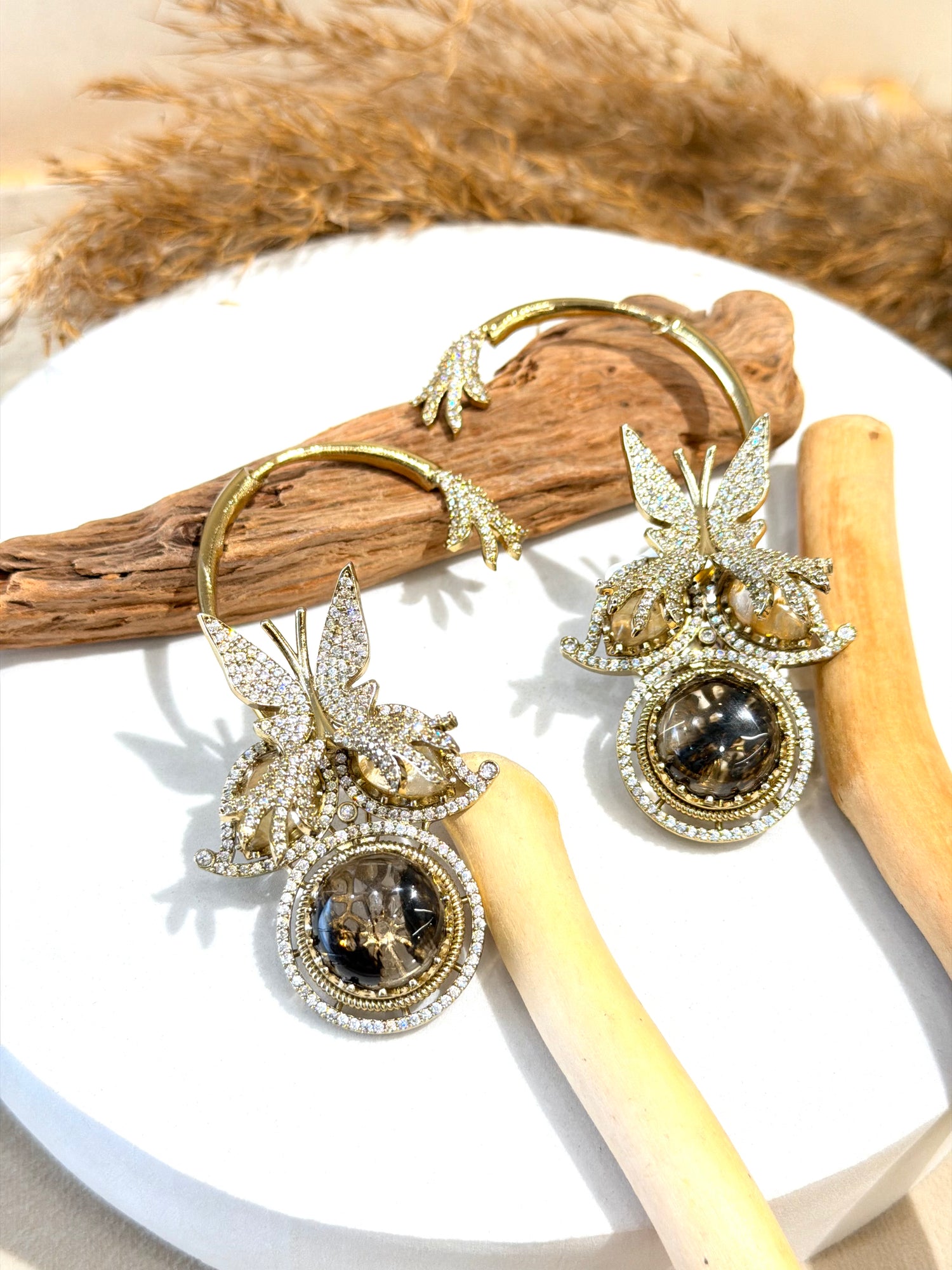 Gold Tone Butterfly Ear Cuff with CZ Diamonds