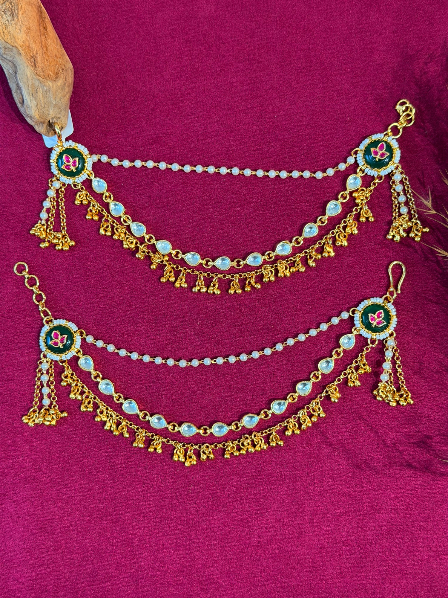 Dual-Layer Jadau Ear Chain