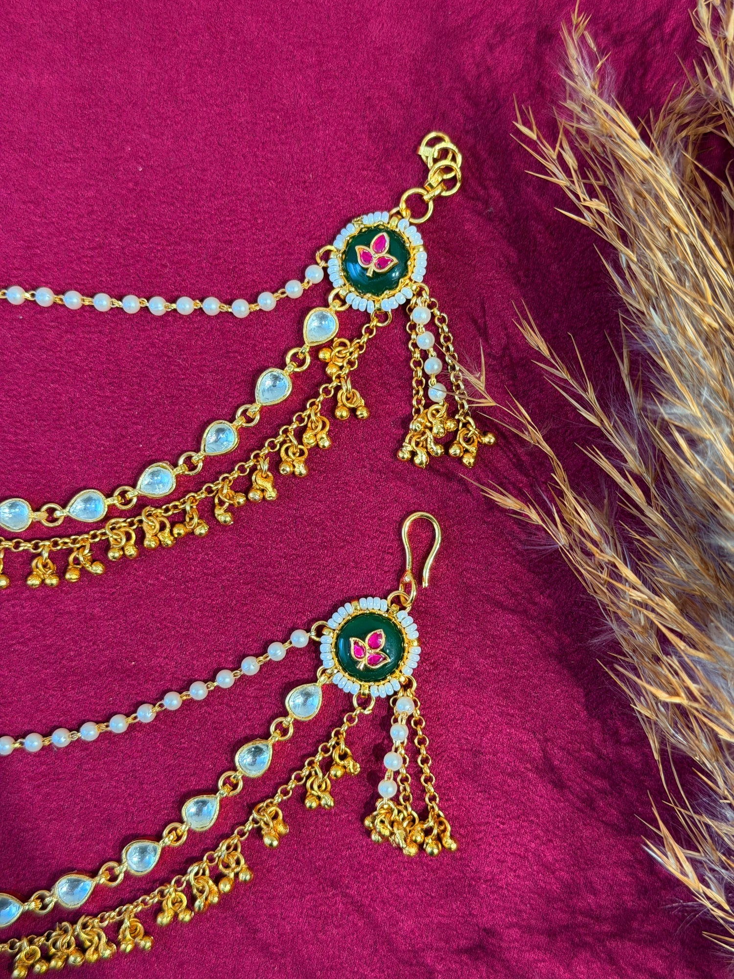 Dual-Layer Jadau Ear Chain