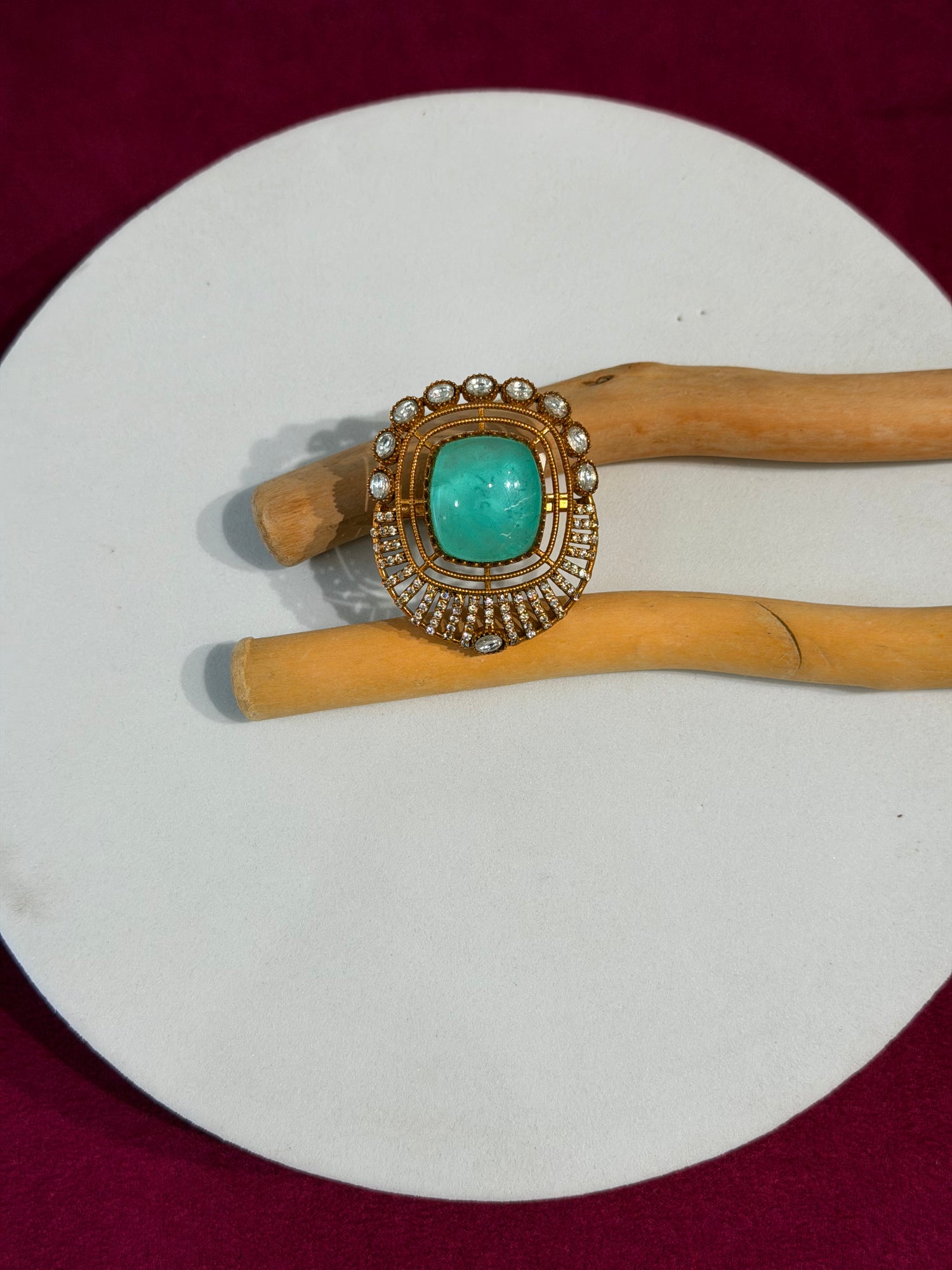 Aqua Blue Gemstone Statement Ring