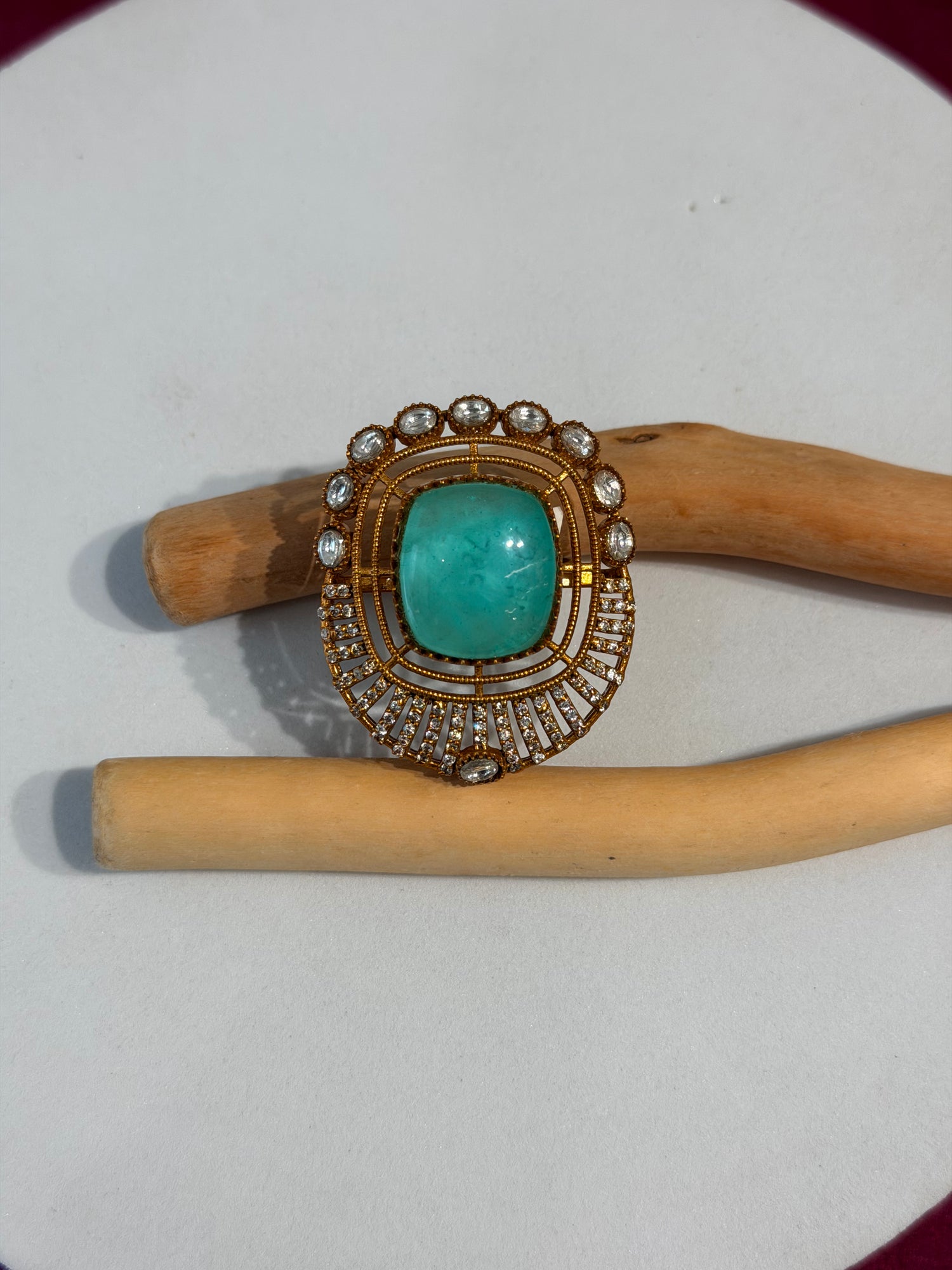 Aqua Blue Gemstone Statement Ring