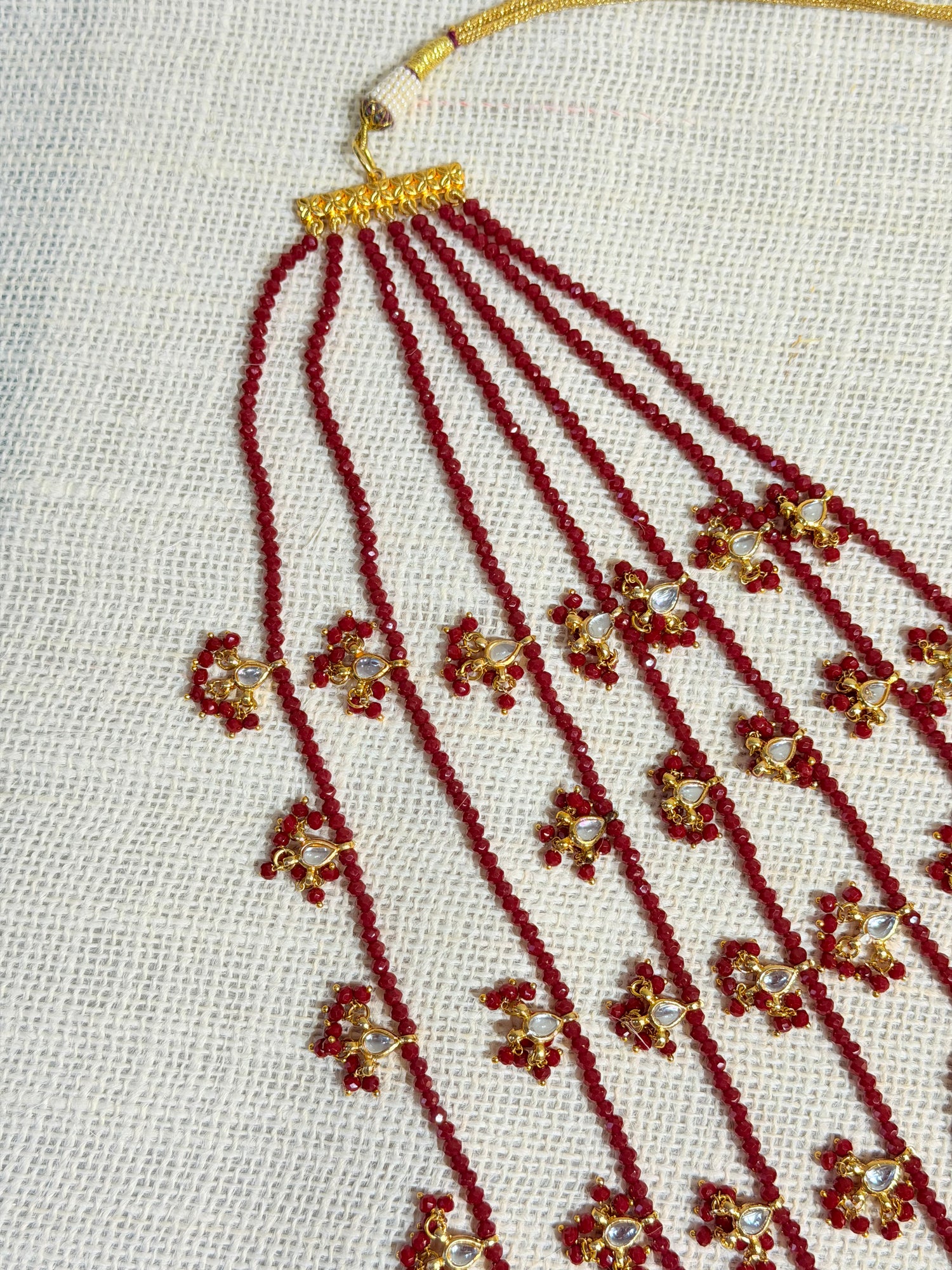Seven-Layered Ruby Beads Jadau Satlada Necklace Set
