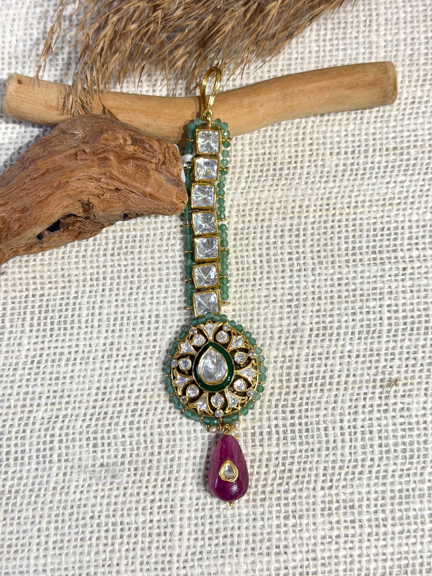 92.5 Silver Moissanite Maang Tikka
