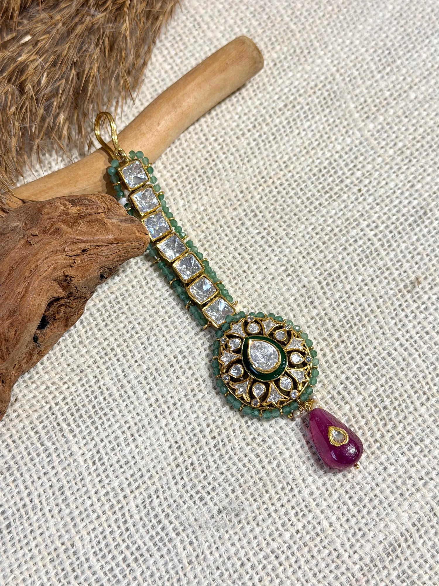 92.5 Silver Moissanite Maang Tikka