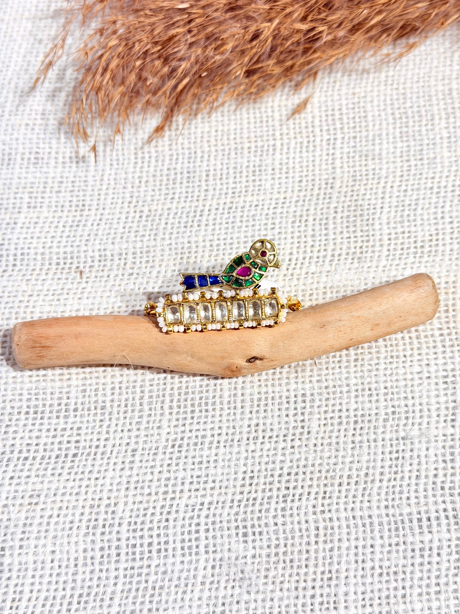 Tri-Tone Gemstone Jadau Ring