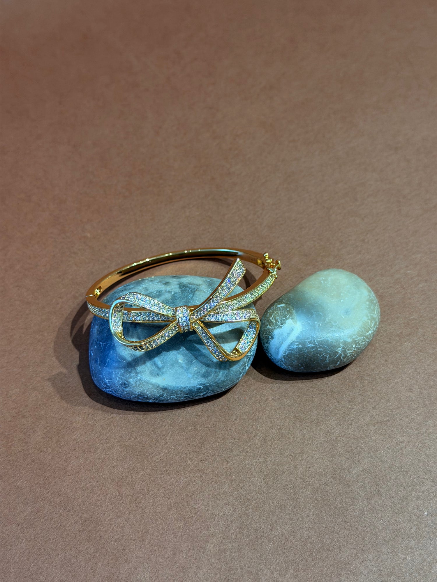 Gold-Plated Bow-Shaped Kada Bracelet