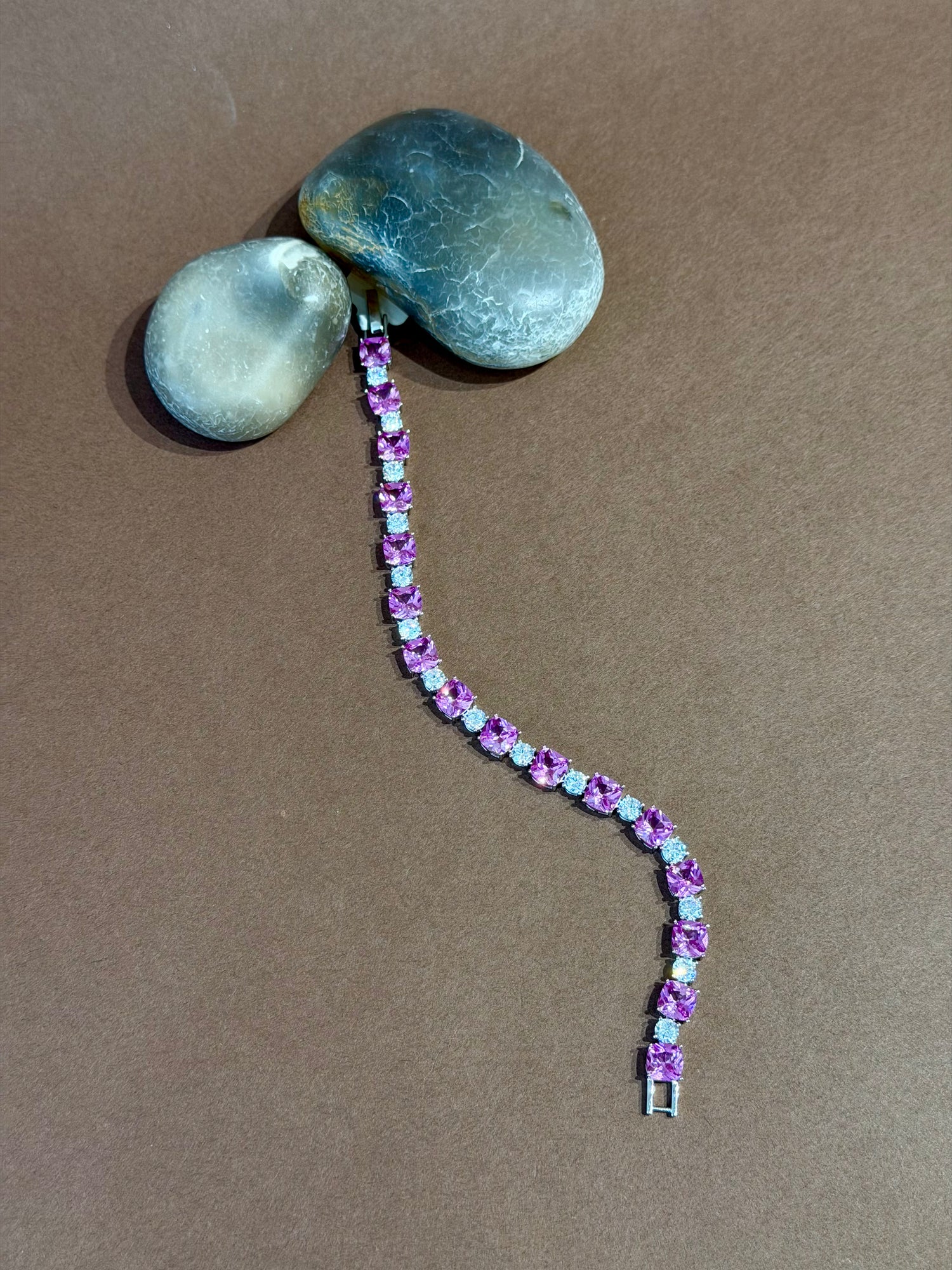 92.5 Silver Pink Gemstone Bracelet
