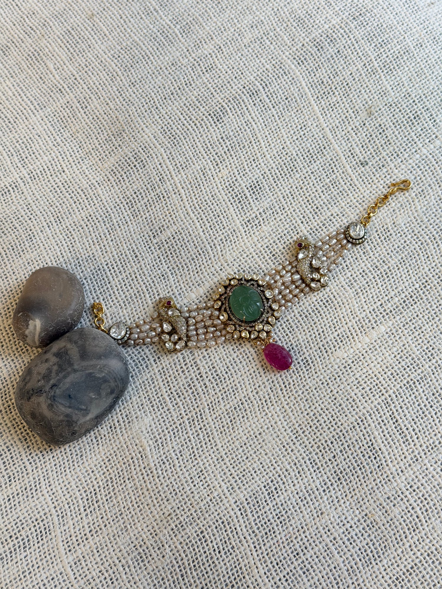 92.5 Silver Moissanite & Pearl Bracelet