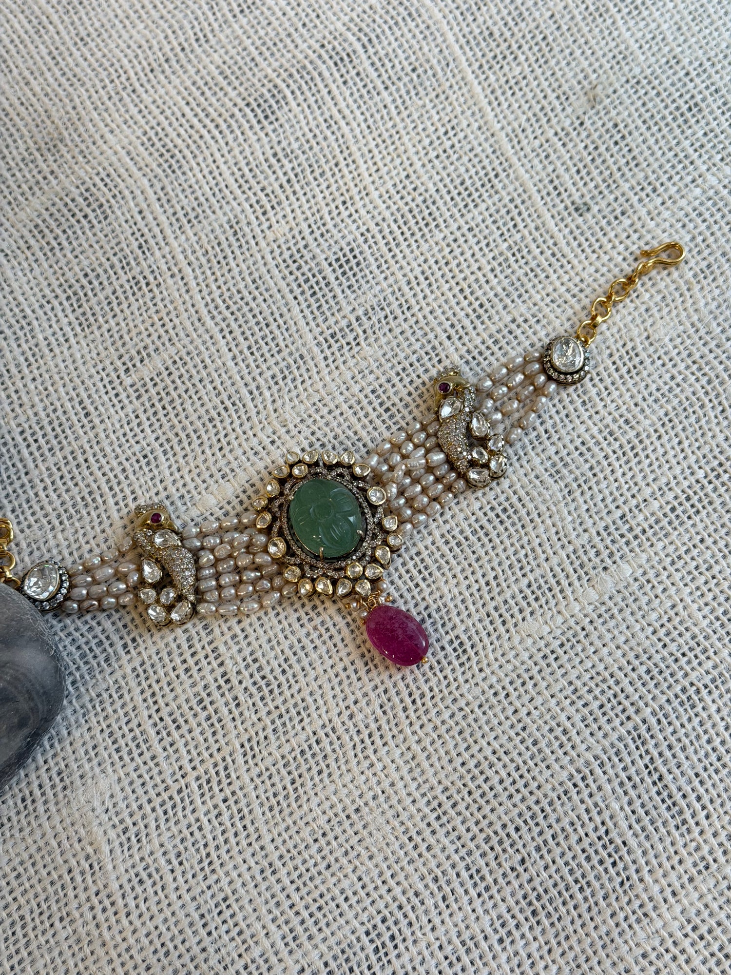 92.5 Silver Moissanite & Pearl Bracelet