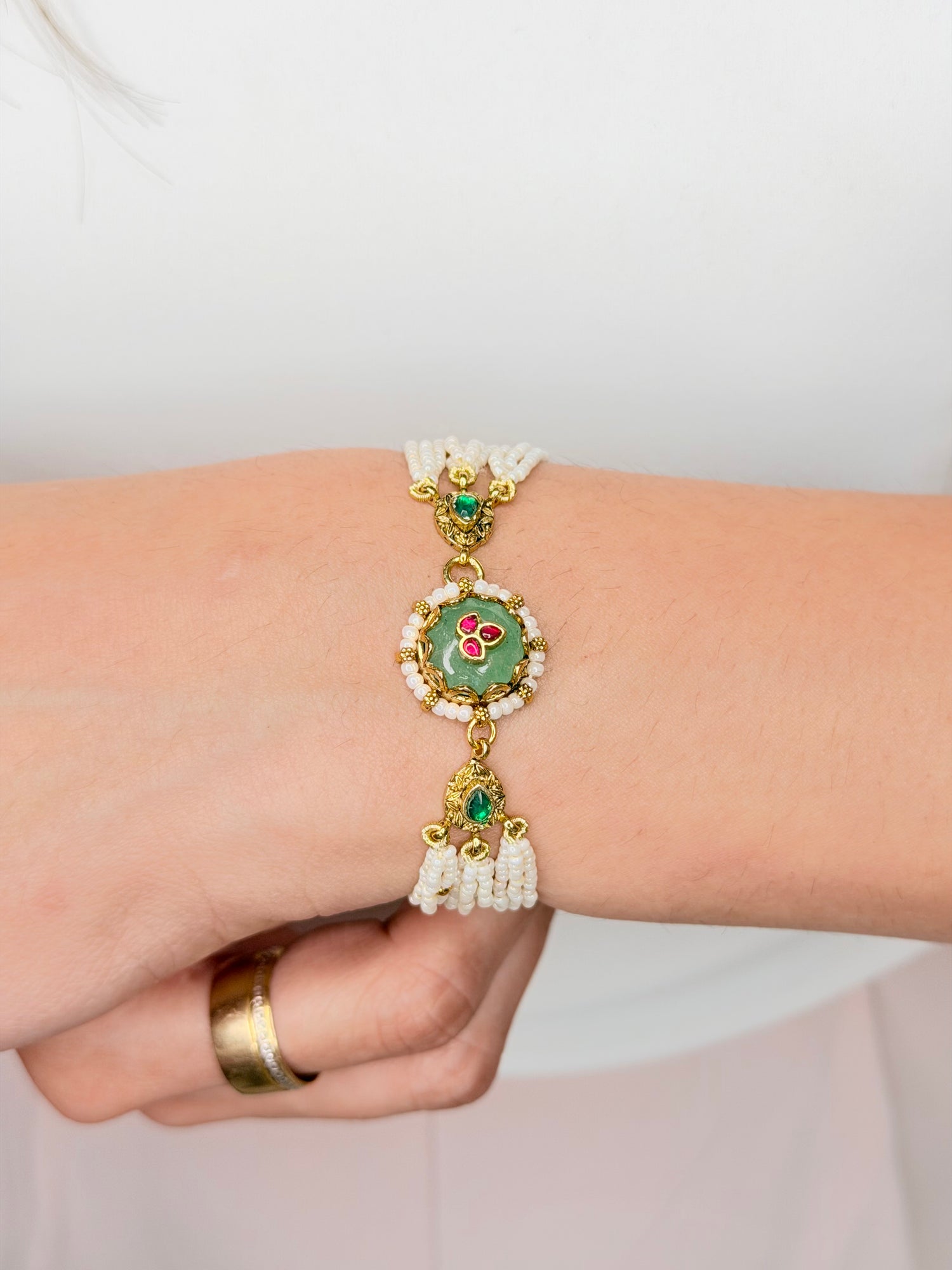 Micro Gold-Plated Ruby Takkar & Khakko Moti Bracelet
