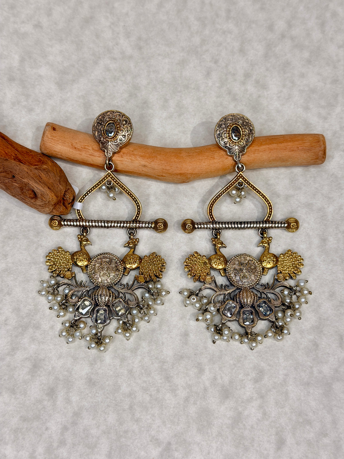 Navratri Special Dual-Tone Drop Earrings