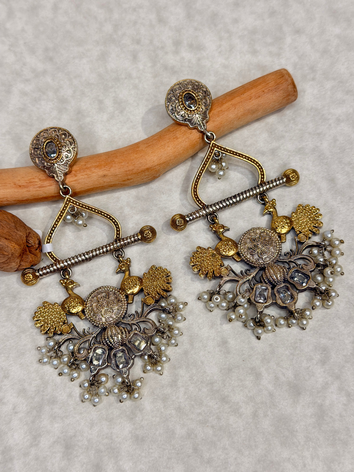 Navratri Special Dual-Tone Drop Earrings