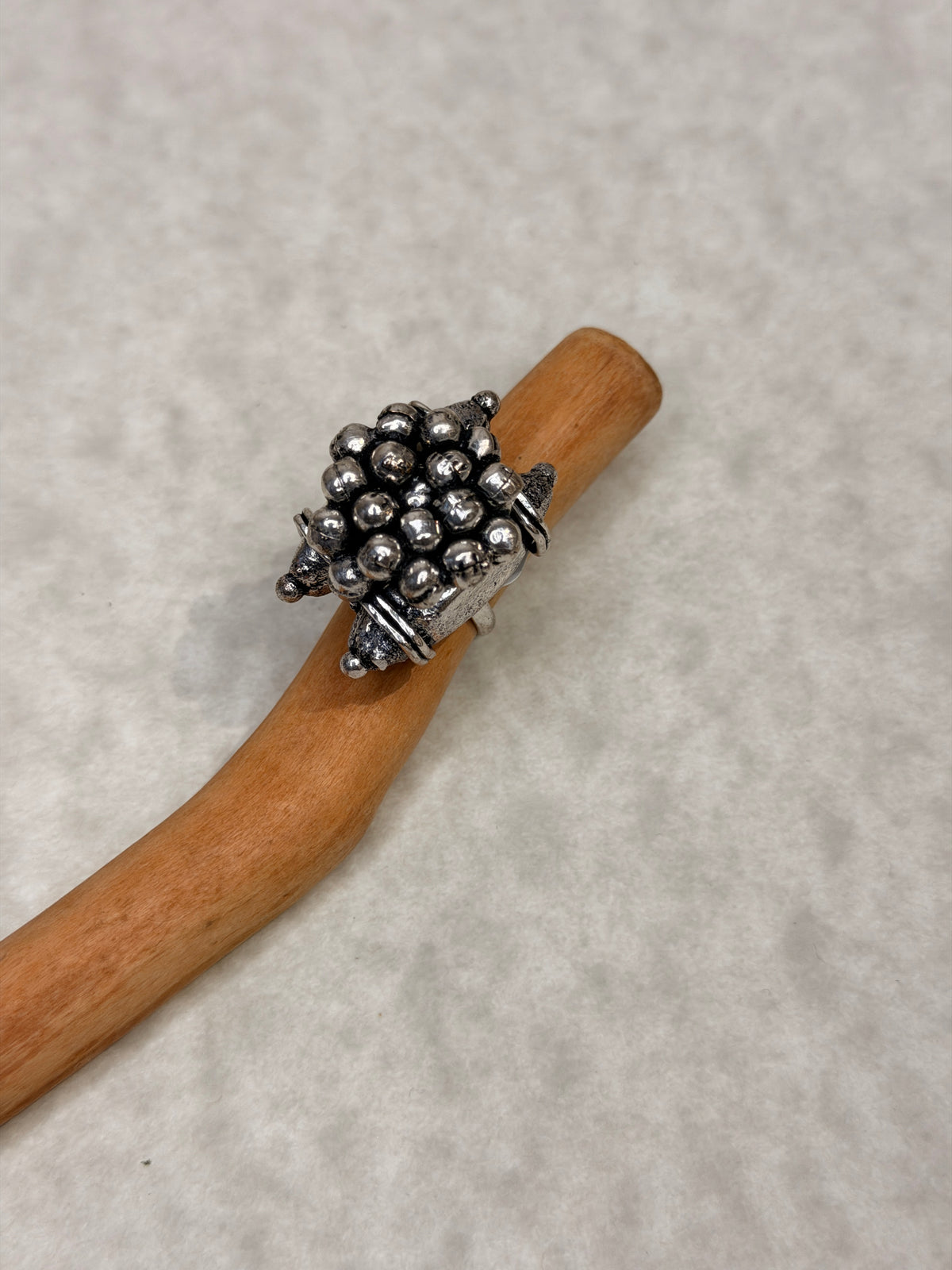 Oxidised Silver-Toned Ghungroo Cluster Ring