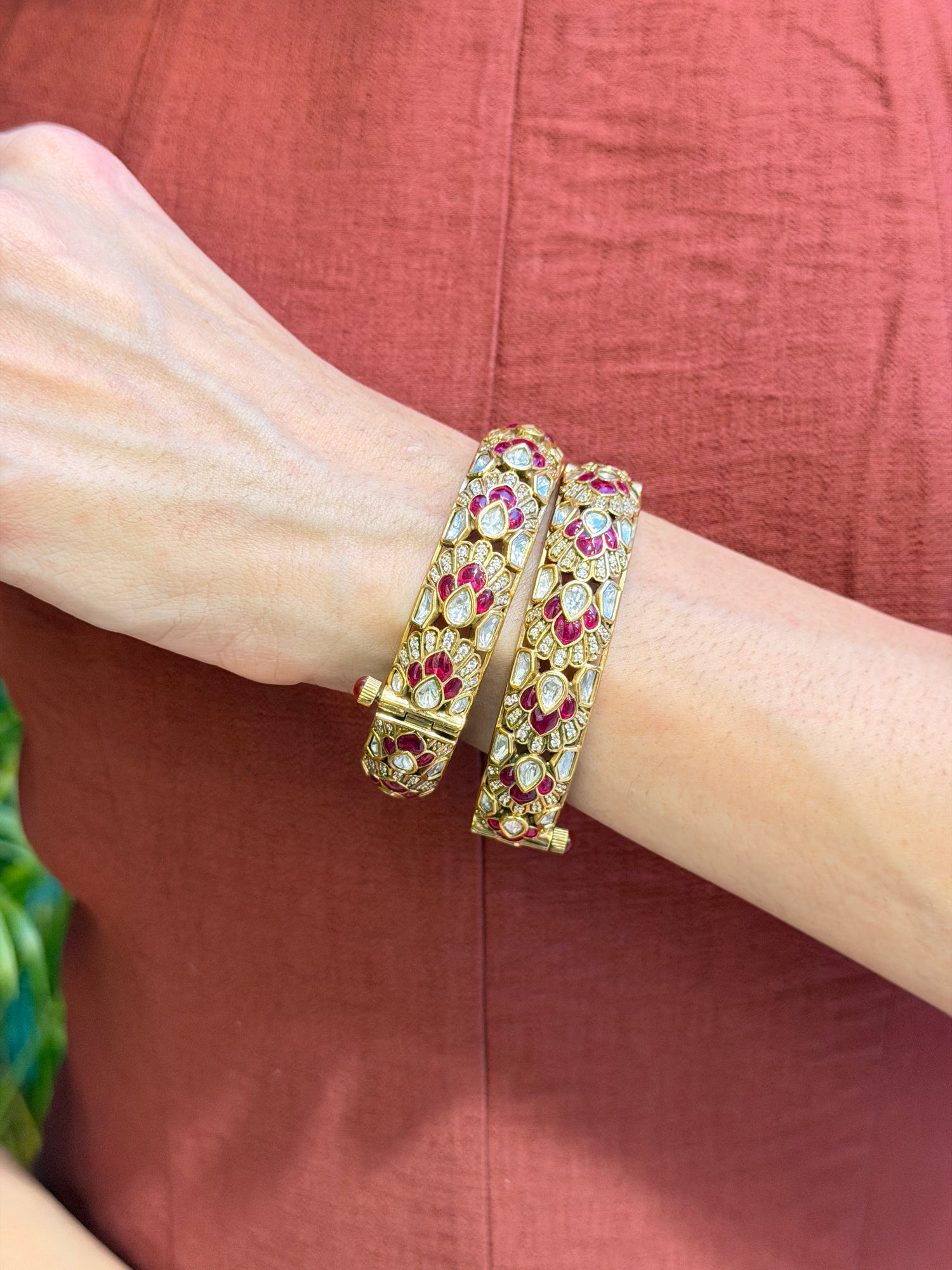 Ruby & Stone Floral Bangles