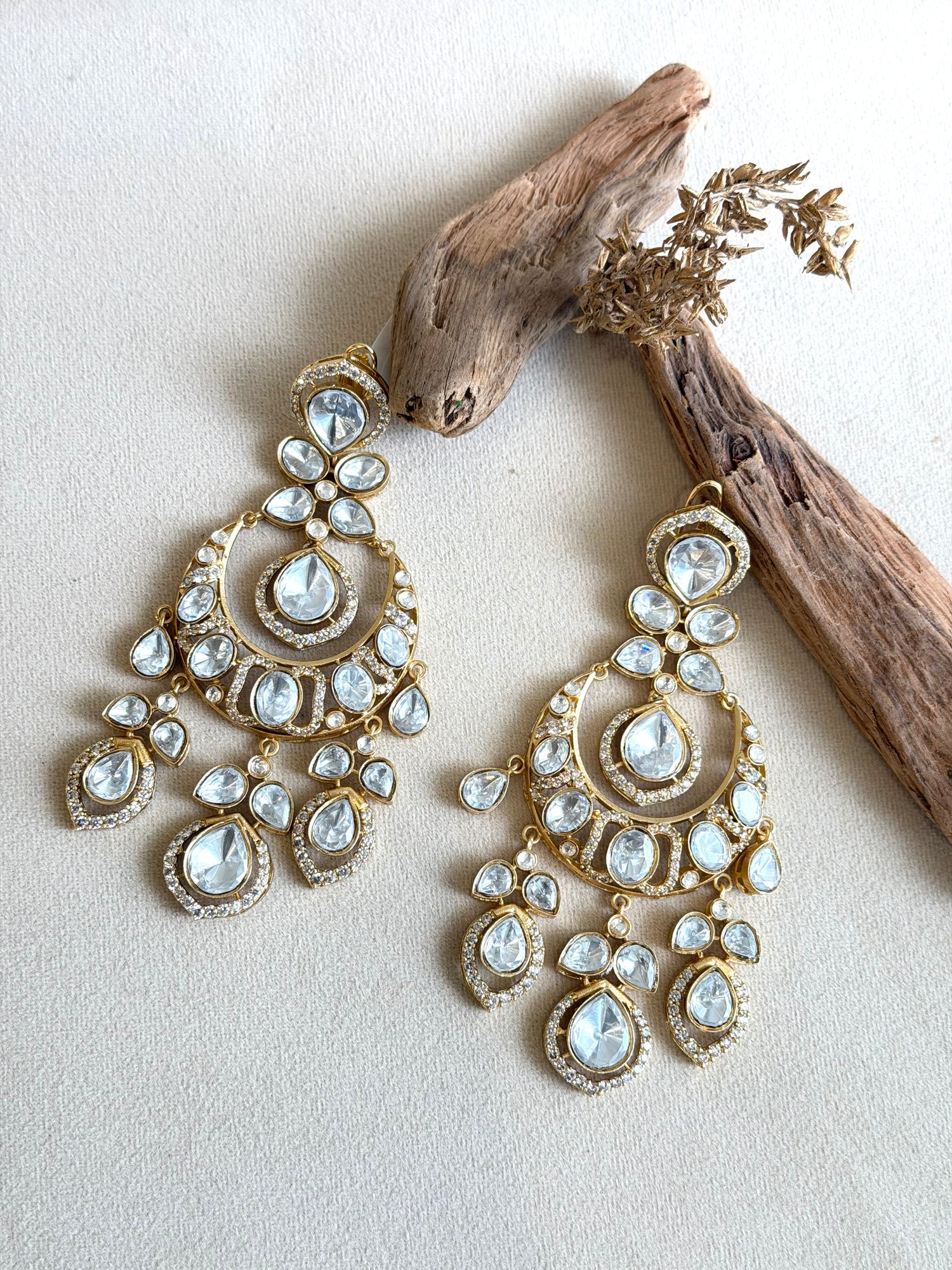Gold-Tone Moissanite Chandbalis