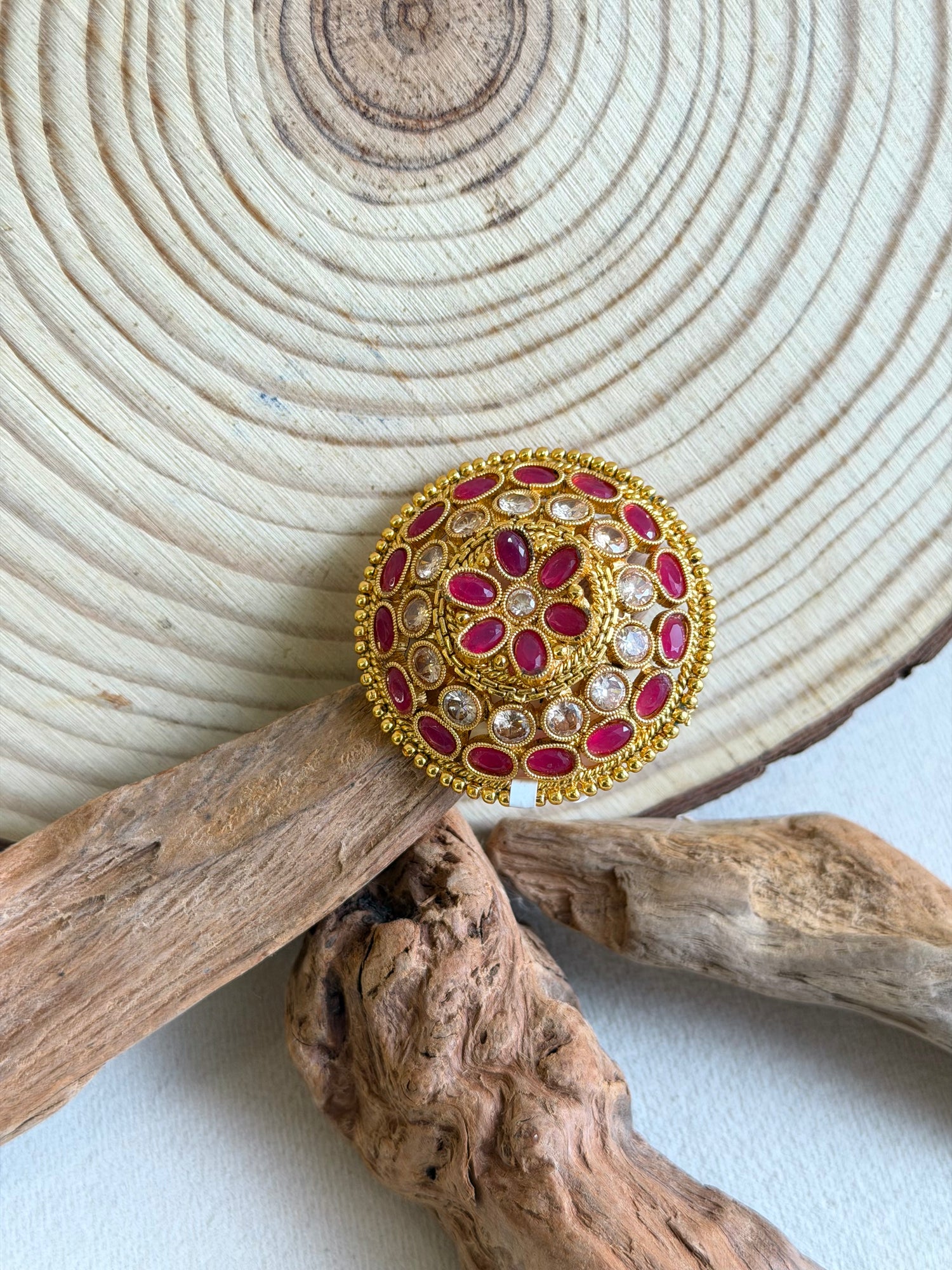 Gold Studded Circular Ring