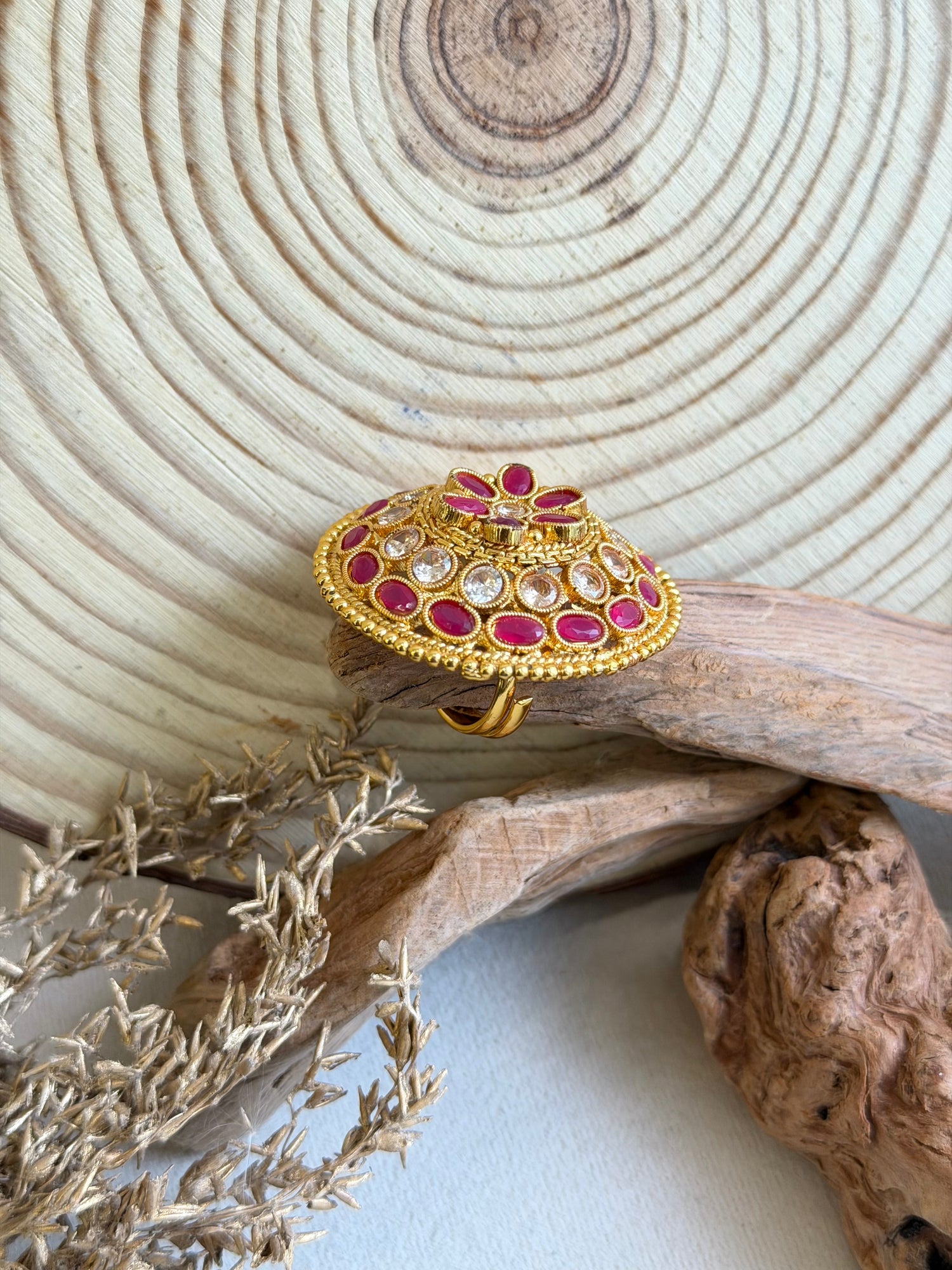Gold Studded Circular Ring