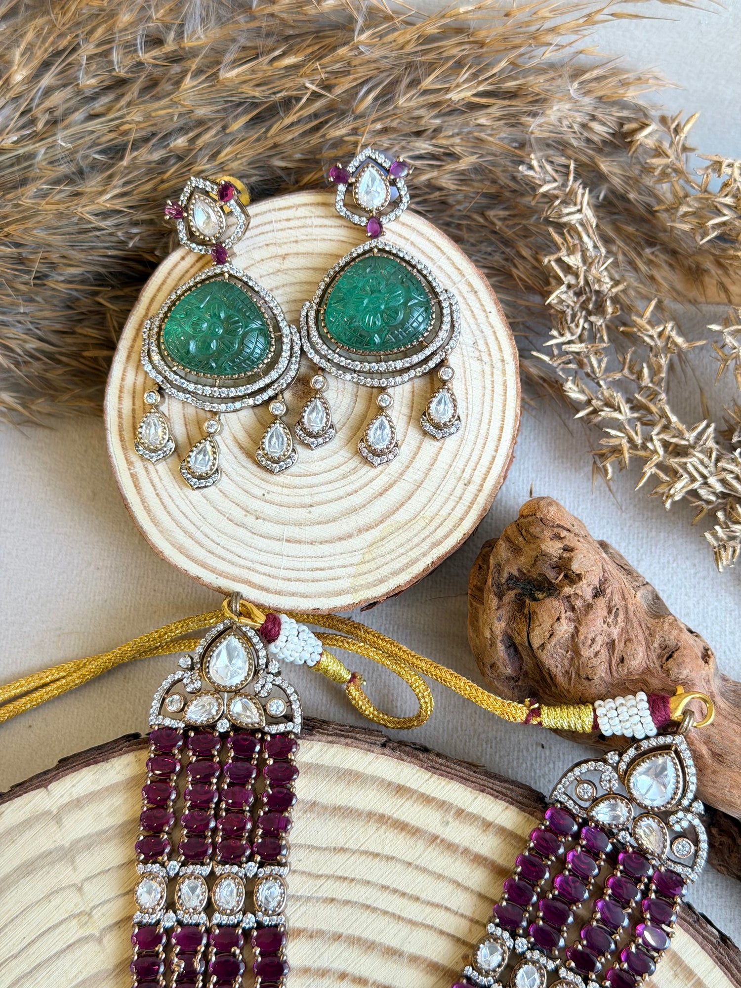 Gold Plated Moissanite Necklace Set