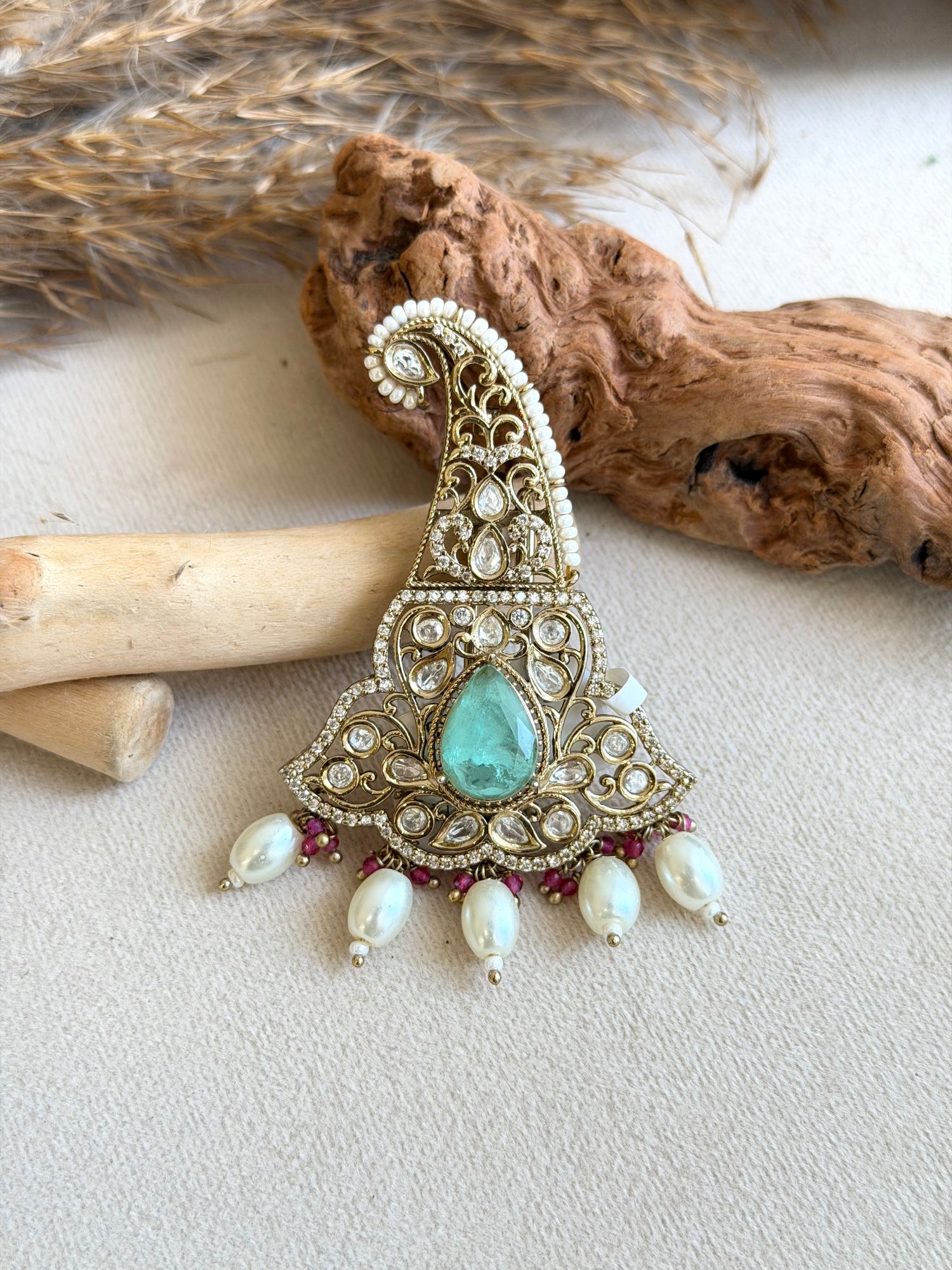Light Green & Ruby Stone Kalgi