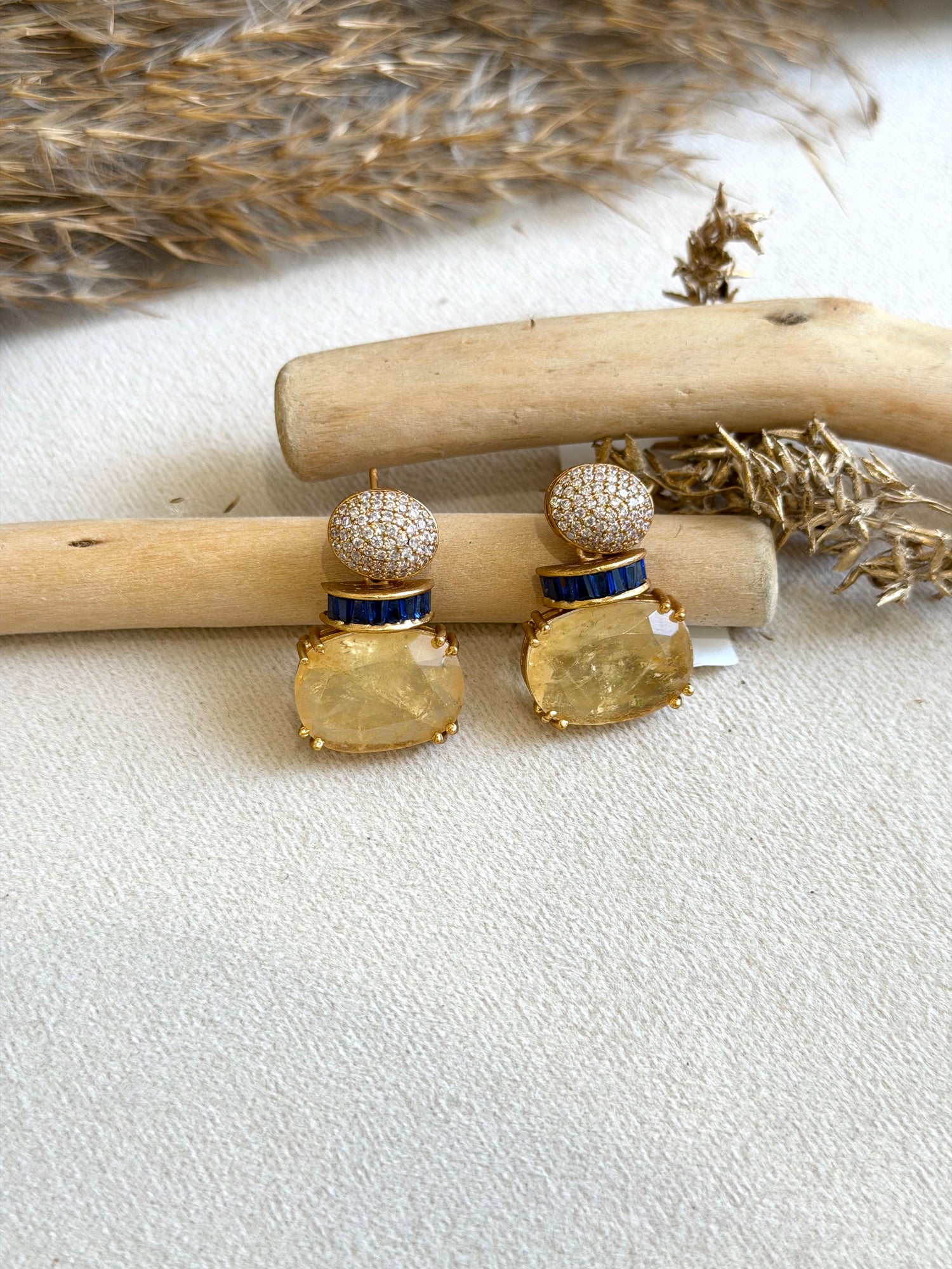 Yellow Sapphire & Blue Sapphire Danglers