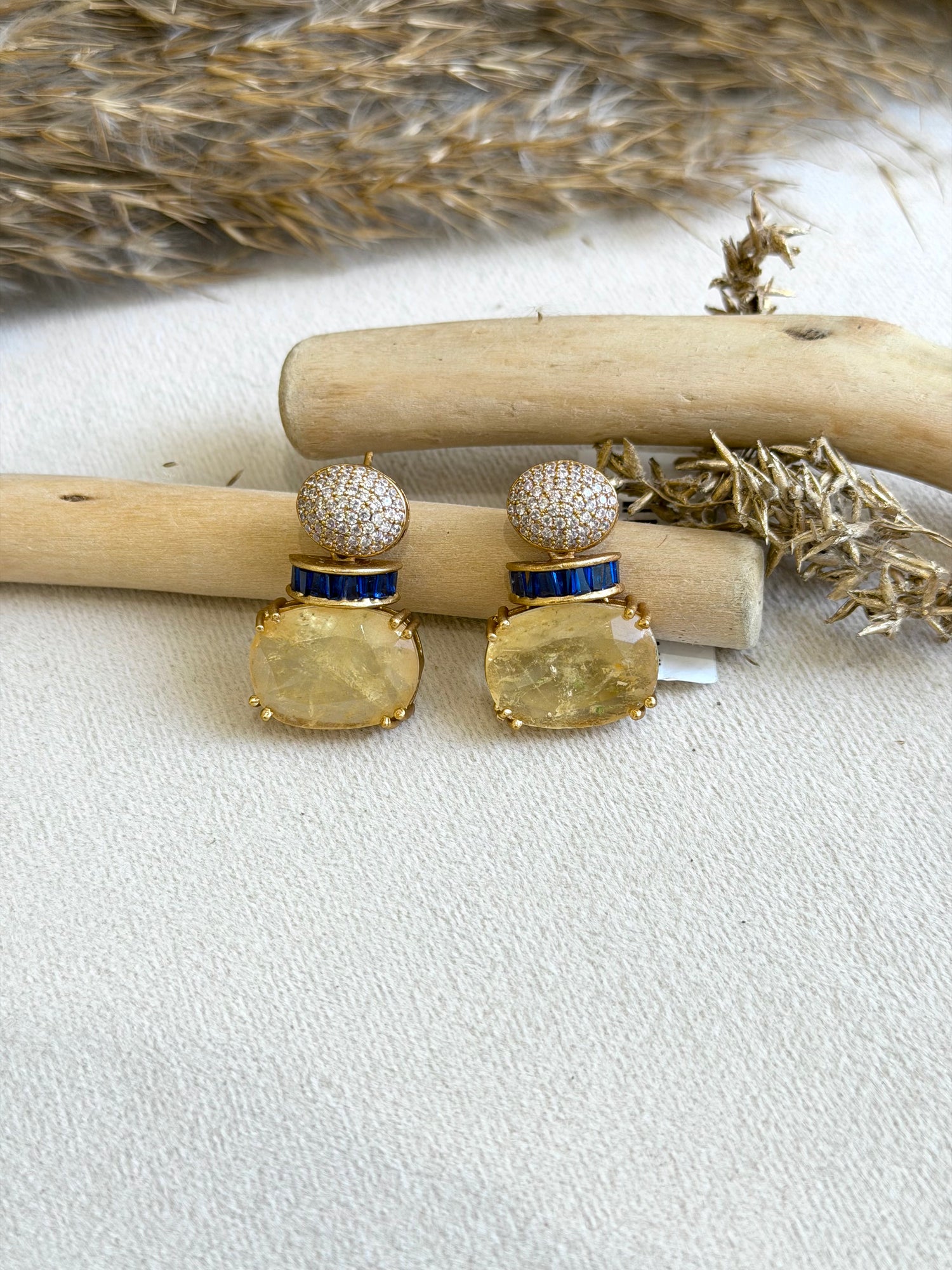 Yellow Sapphire & Blue Sapphire Danglers