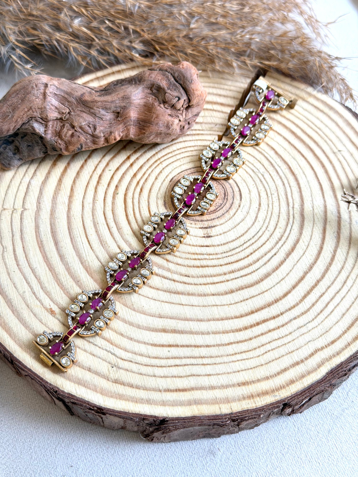 Ruby & CZ Gold-Toned Bracelet