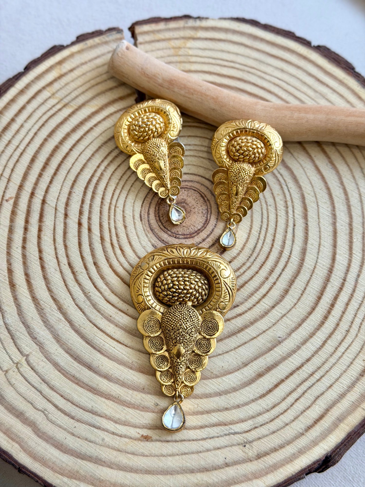 Gold Statement Pendant with Accent