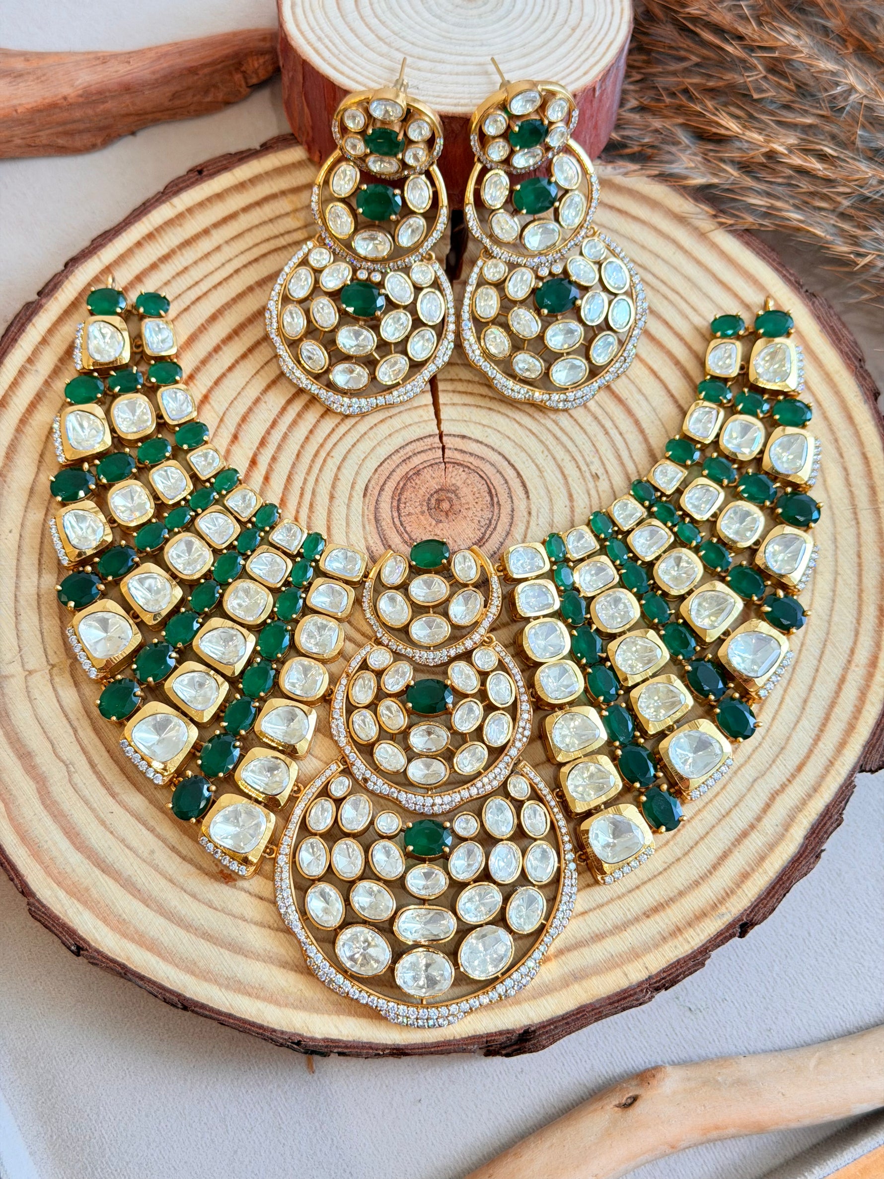 Gold Moissanite Necklace Set