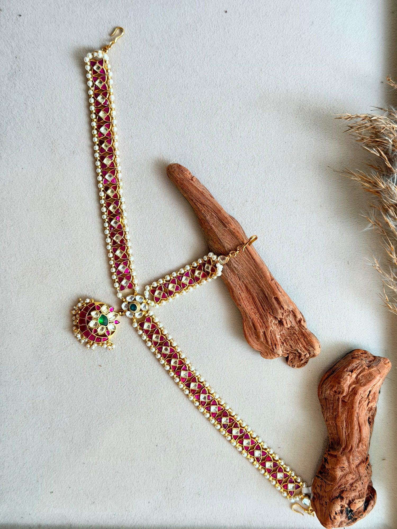 Microgold Plated Jadau Maatha Pati