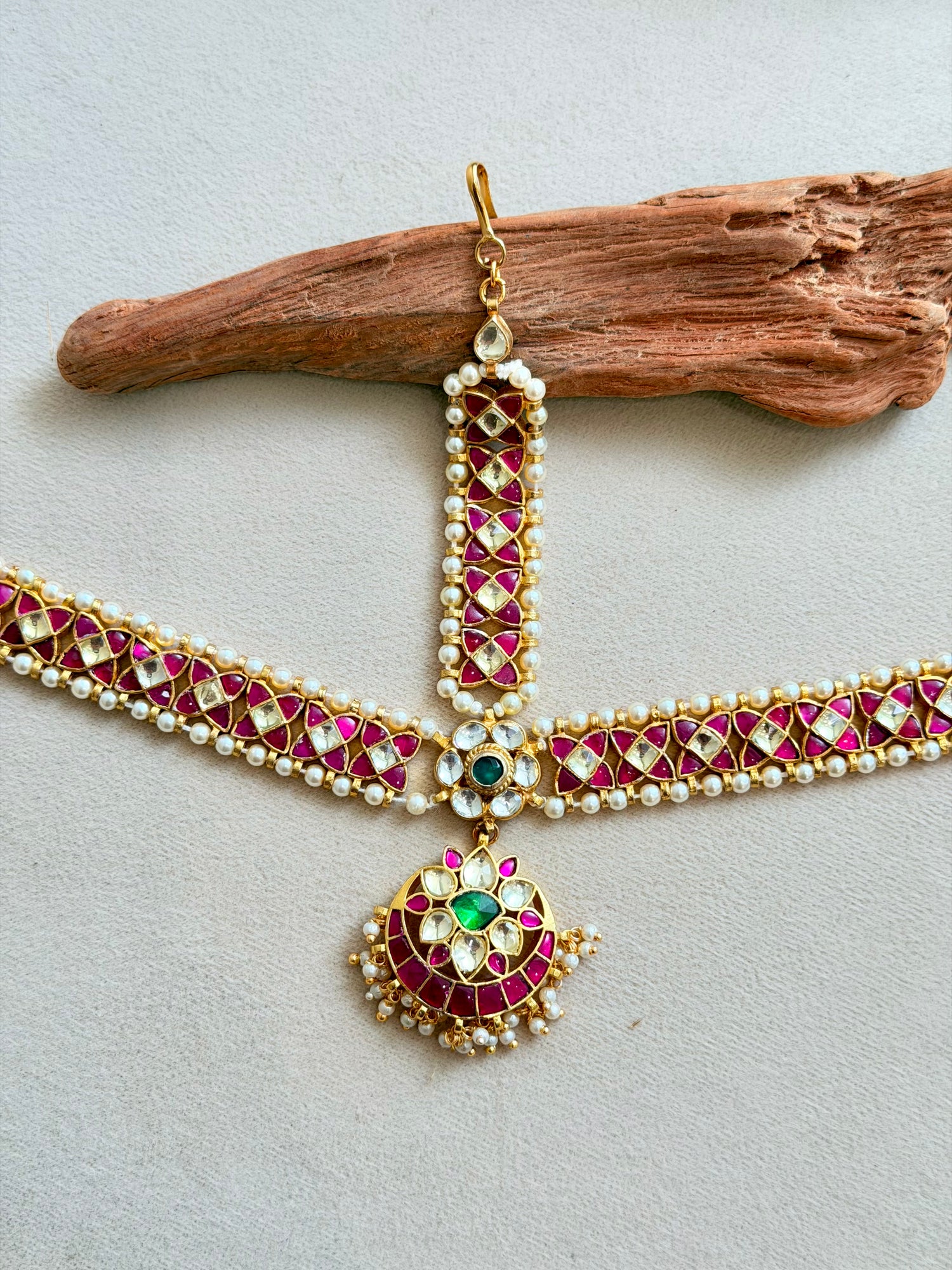 Microgold Plated Jadau Maatha Pati