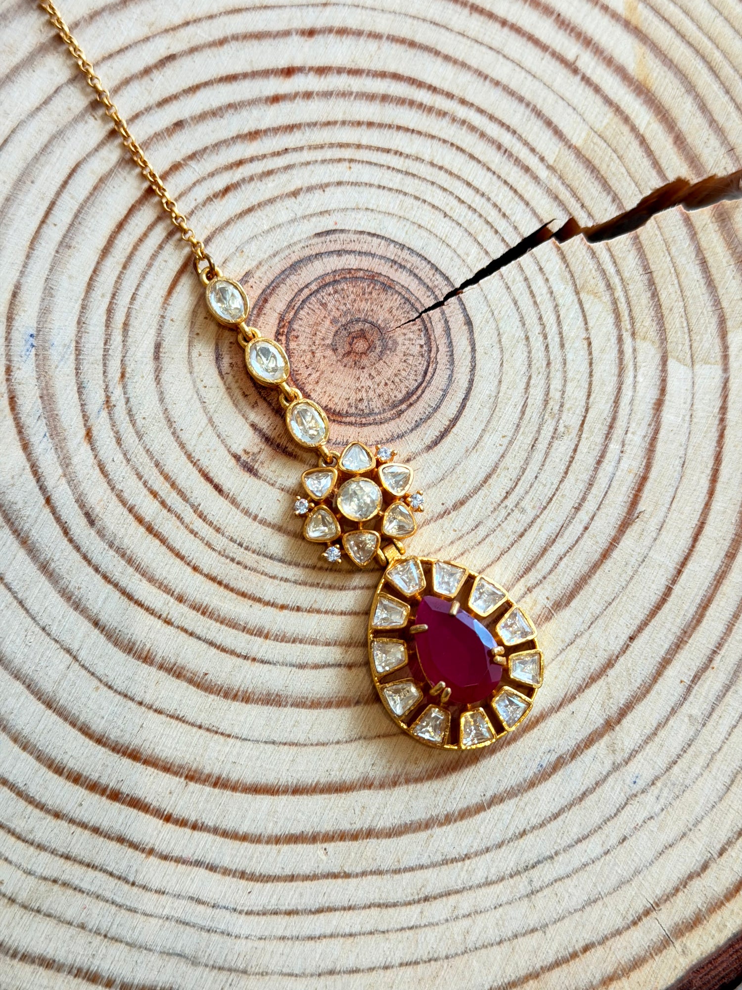 Microgold Ruby Moissanite Tikka