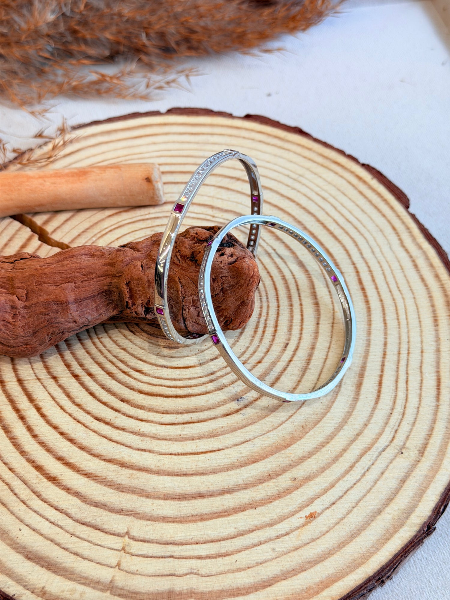 Silver Ruby Bangles